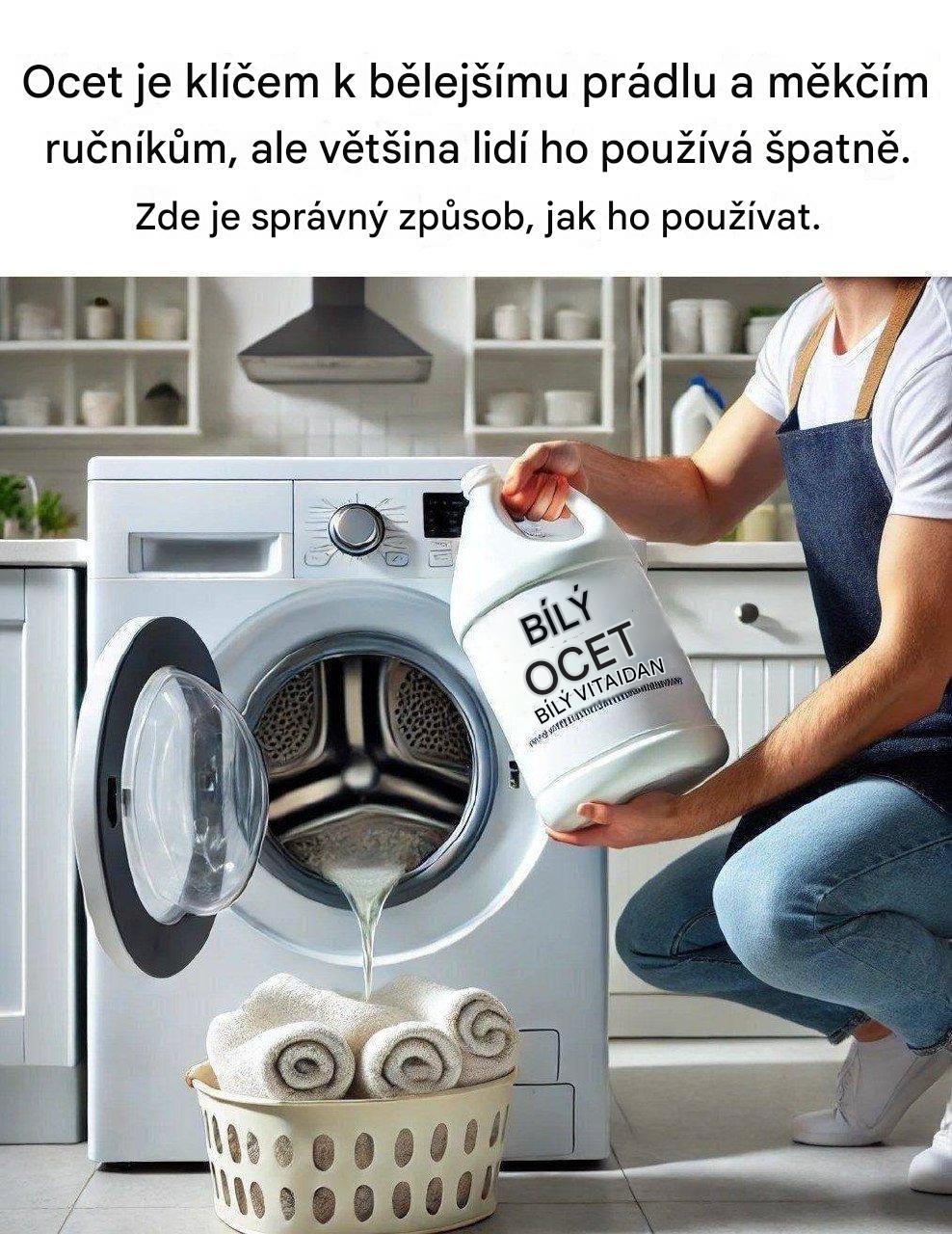 Ocet: Klíč k bělejšímu prádlu a měkčím ručníkům (ale většina lidí ho používá špatně). Zde je správný postup.