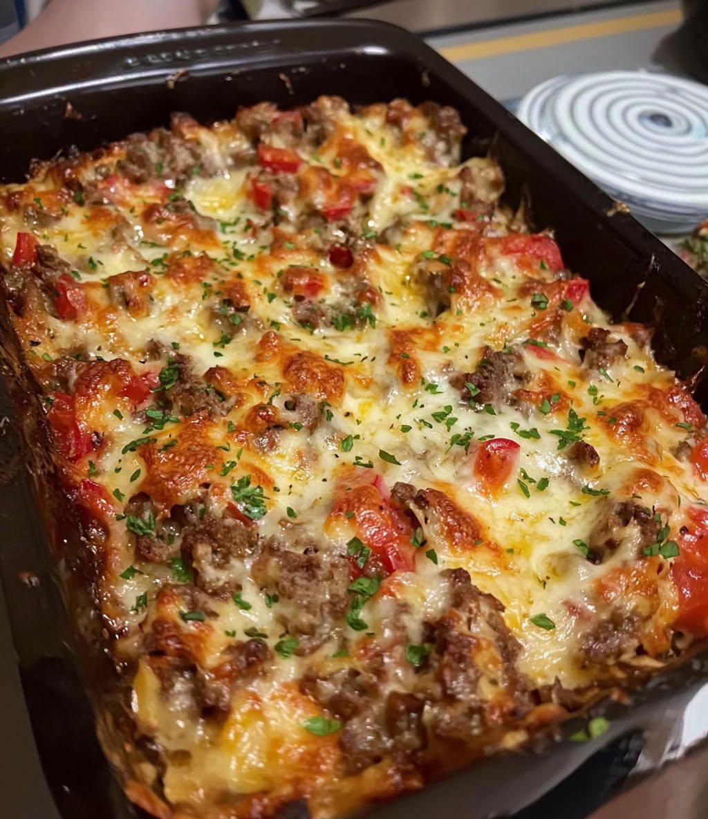 Filadelfský cheesesteak Casserole