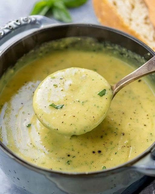 Romige courgettesoep se setkal s knoflookem, ideálním om af te vallen.