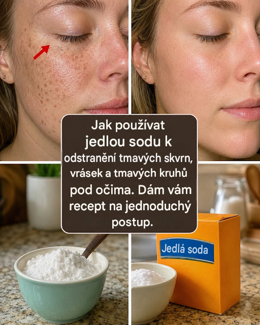 Jak použít jedlou sodu k odstranění tmavých skvrn, vrásek a tmavých kruhů z obličeje.