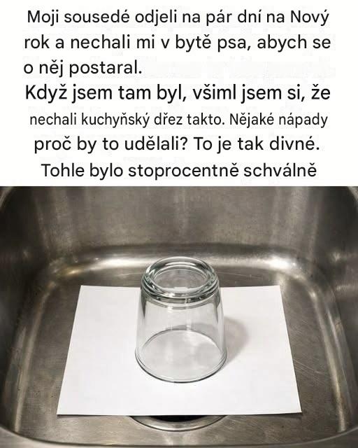 Proč někteří lidé před odchodem z domova dávají nad kuchyňský dřez obrácenou sklenici?